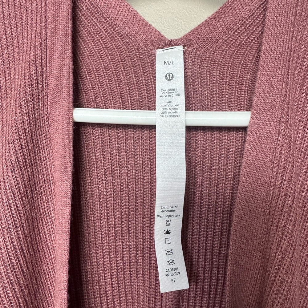 Lululemon Mauve Ribbed Cardigan - Picture 3 of 6
